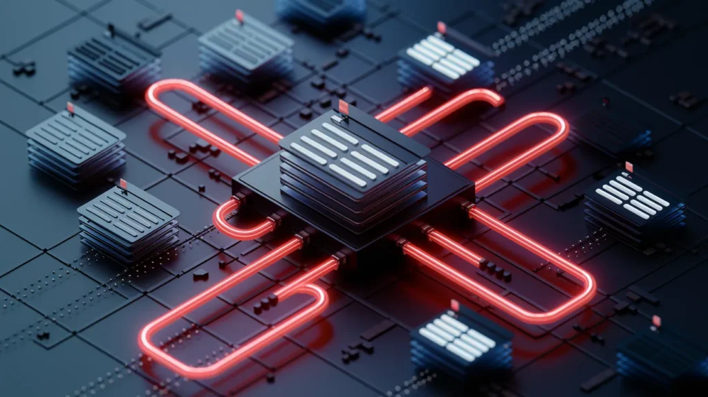Strategic header tag structure with H1, H2, and H3 tags in red neon for improved SEO content organization