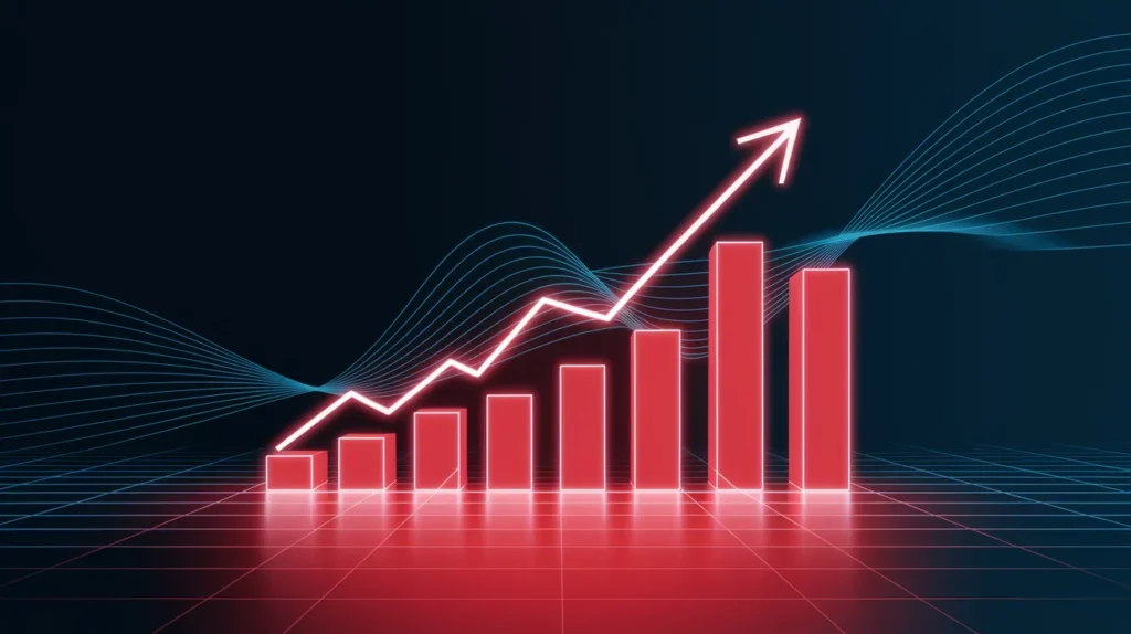 Neon red analytics dashboard showing landing page optimization data.