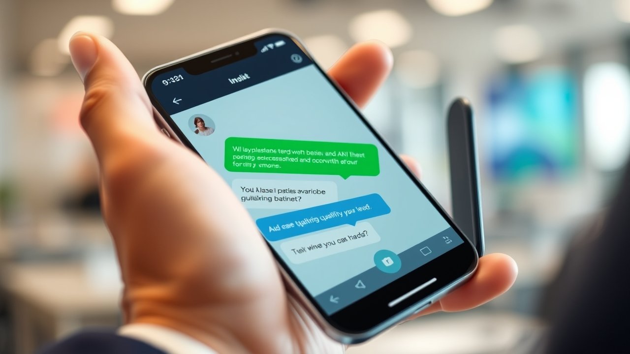 Smartphone showing AI lead generation chat interface