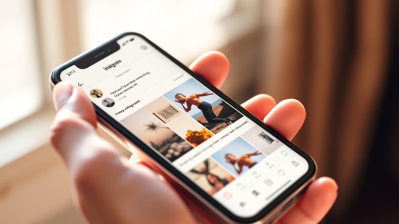 Smartphone displaying a curated social media feed