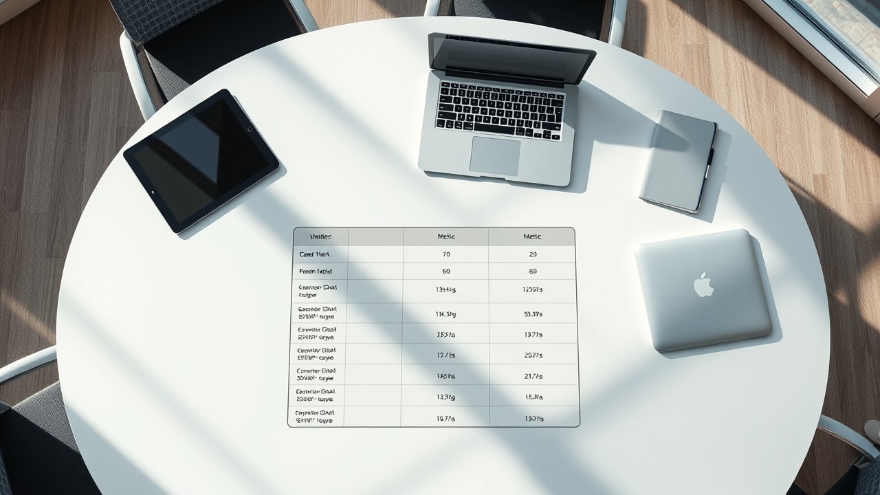 Comparison table of AI personalization metrics on a tablet screen